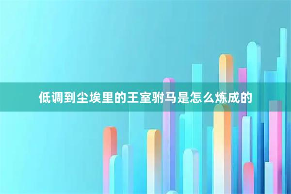 低调到尘埃里的王室驸马是怎么炼成的